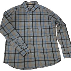 Hawker Rye Men’s Blue & Gray Plaid Long Sleeve Button Down Shirt | XL Slim Fit